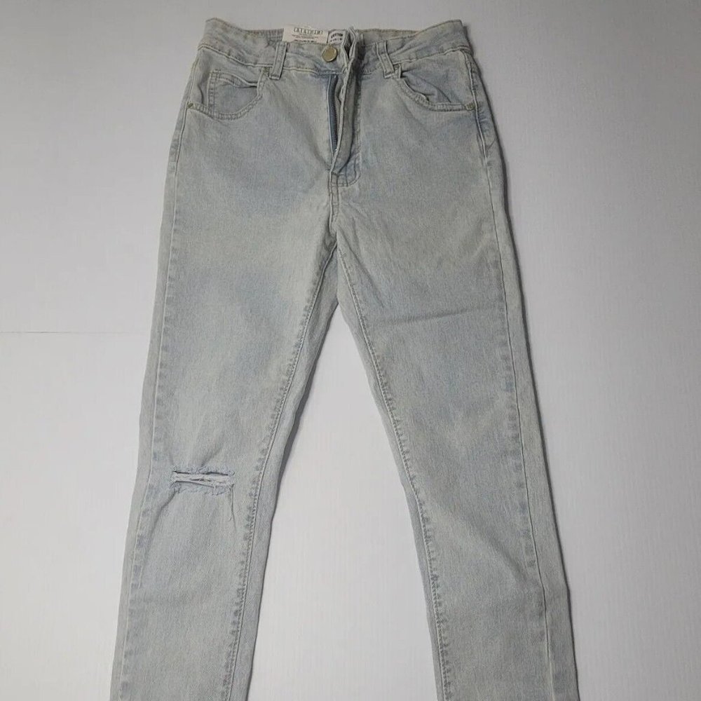 NWT Cotton On High Rise Cropped Ripped Skinny Jeans Addis Blue Size 4